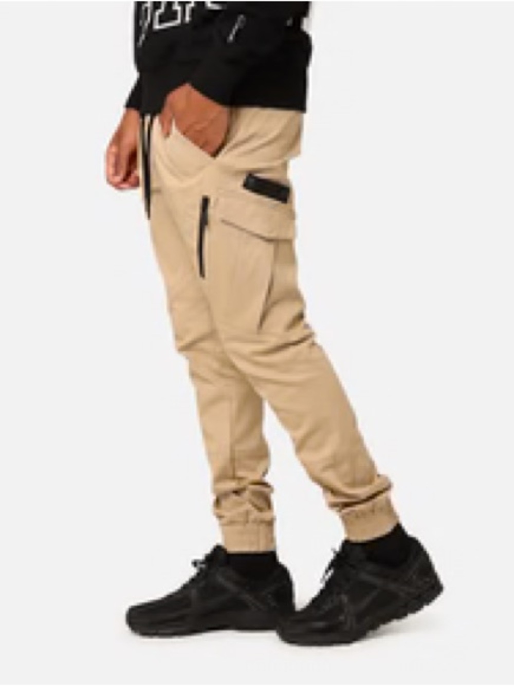 Men's Beige Cargo Jogger Pants - Casual Utility Style